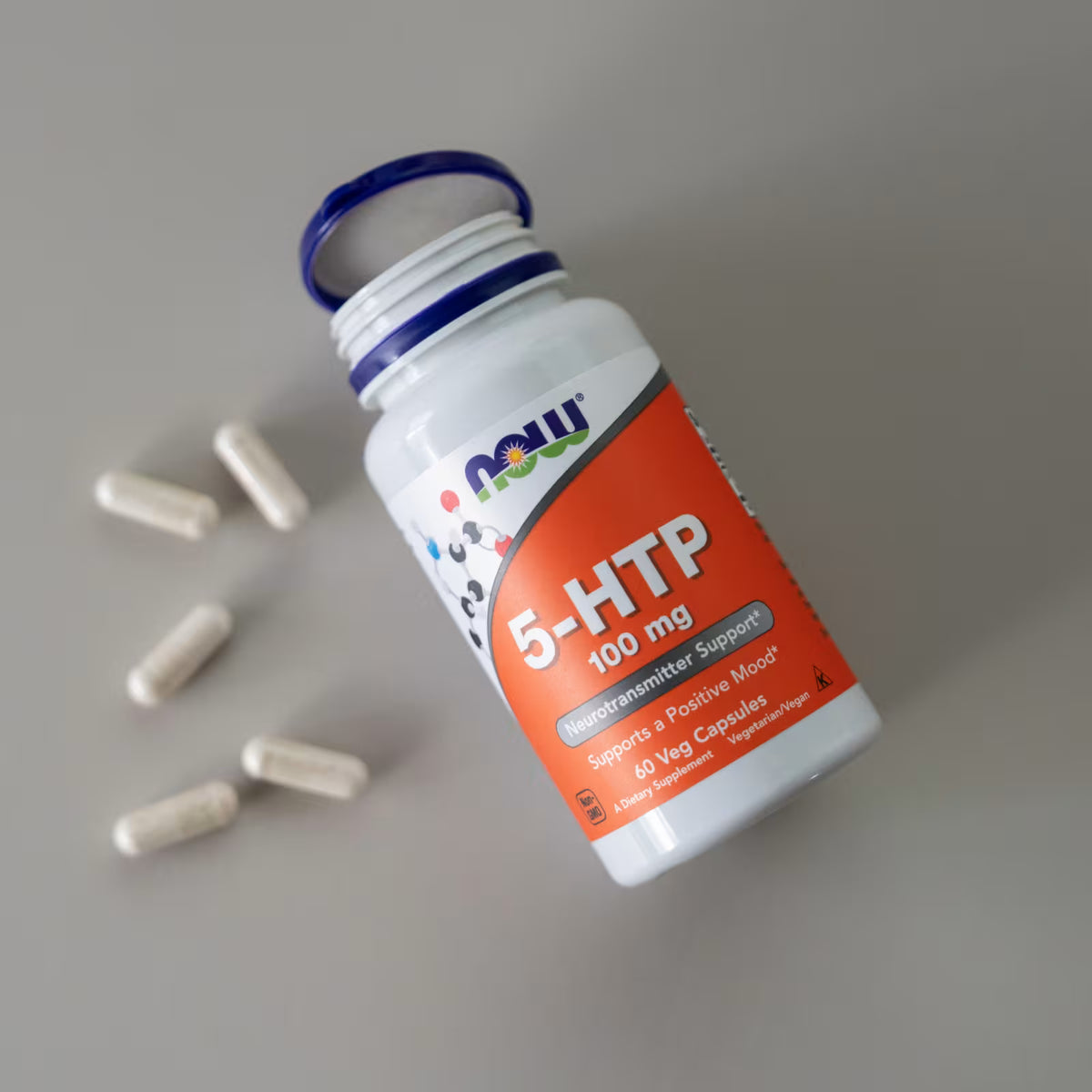 NOW Foods, 5-HTP, 100 mg, 60 Cápsulas Vegetais