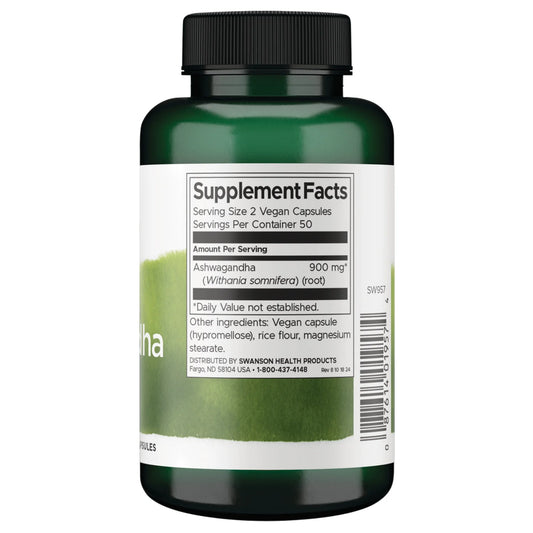 Swanson Full Spectrum Ashwagandha 450 mg 100 Cápsulas Vegetarianas