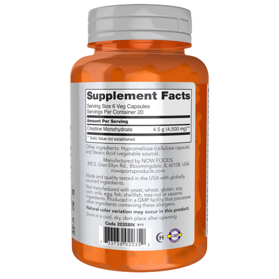 NOW Foods Creatine Monohydrate 750 mg, 120 Capsules