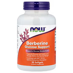 NOW Foods, Berberina para el apoyo de la glucosa, 90 cápsulas blandas