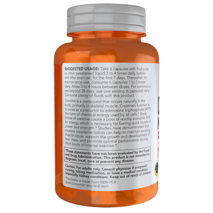 NOW Foods Creatine Monohydrate 750 mg, 120 Capsules
