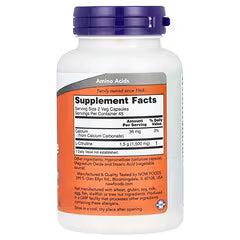 NOW Foods, L-Citrulina, 750 mg, 90 Cápsulas Vegetales