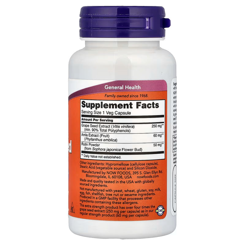 NOW Foods Grape Seed Extra Strength 250 mg