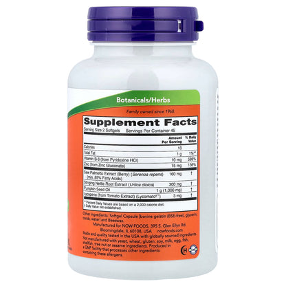 NOW Foods, Apoyo Prostático, 90 Cápsulas Blandas