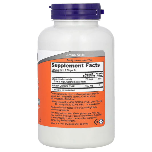 NOW Foods N-Acetil Cisteína (NAC) 600 mg 100 Cápsulas