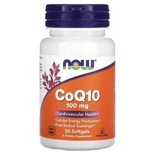 NOW Foods, CoQ10, 100 mg, 50 Cápsulas em Gel