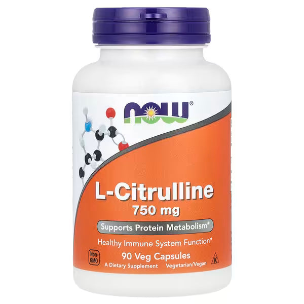 NOW Foods, L-Citrulina, 750 mg, 90 Cápsulas Vegetais