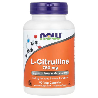 NOW Foods, L-Citrulina, 750 mg, 90 Cápsulas Vegetais
