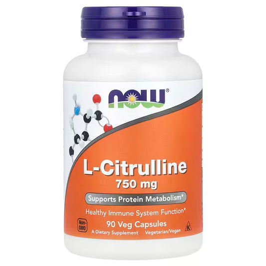NOW Foods, L-Citrulina, 750 mg, 90 Cápsulas Vegetais