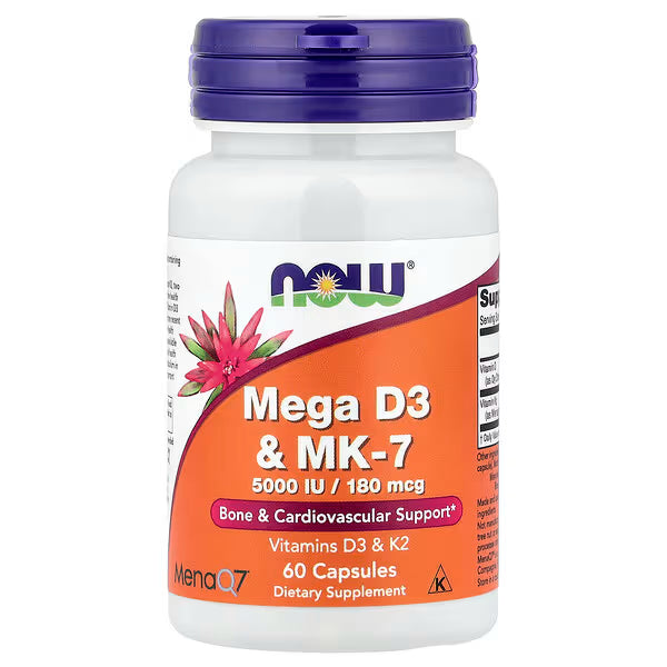 NOW Foods, Mega D3 & MK-7, 60 Cápsulas
