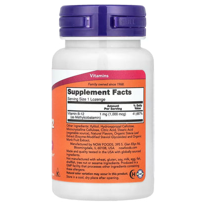 NOW Foods, Metil B-12, 1.000 mcg, 100 Pastilhas