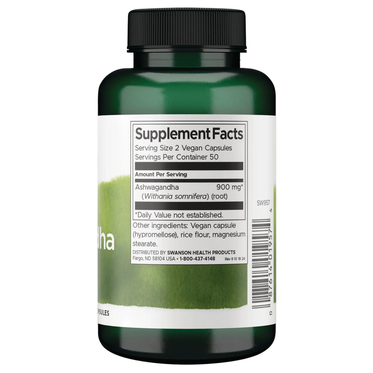 Swanson Full Spectrum Ashwagandha 450 mg 100 Cápsulas Vegetarianas