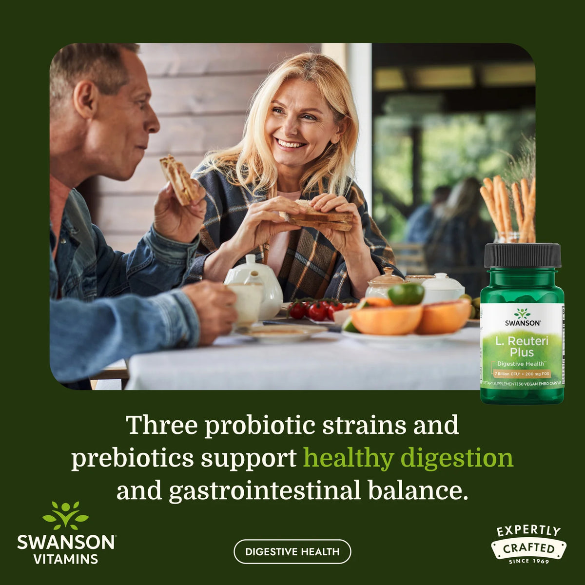 Swanson L. Reuteri Plus com L. Rhamnosus, L. Acidophilus & FOS 7 mil milhões de UFC 30 Cápsulas Vegan