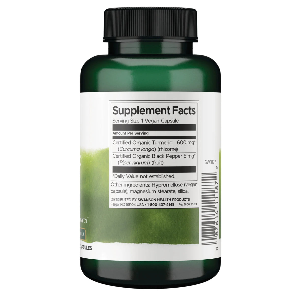 Swanson Curcuma e Pimenta Preta 600 mg 60 Cápsulas Vegan