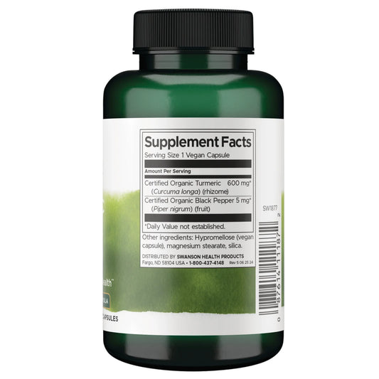 Swanson Curcuma e Pimenta Preta 600 mg 60 Cápsulas Vegan