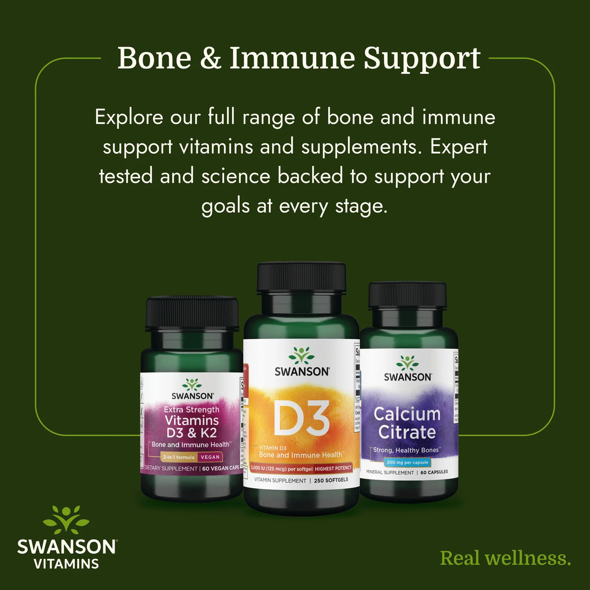 Swanson Vitamina D3 - Potência Máxima 5.000 UI (125 mcg) 250 Cápsulas Softgel