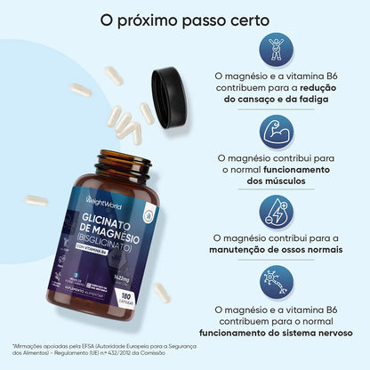 WeightWorld Magnesium Glycinate + Vitamin B6 – 1422 mg per serving – 180 capsules
