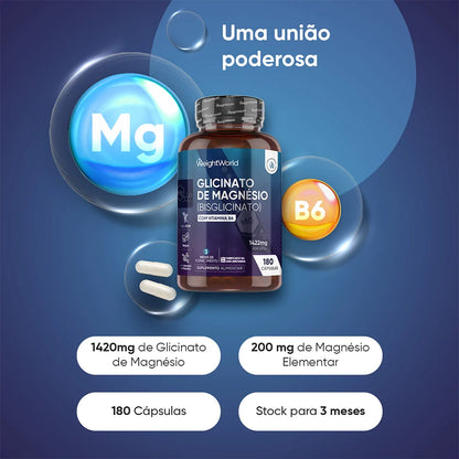 WeightWorld Magnesium Glycinate + Vitamin B6 – 1422 mg per serving – 180 capsules