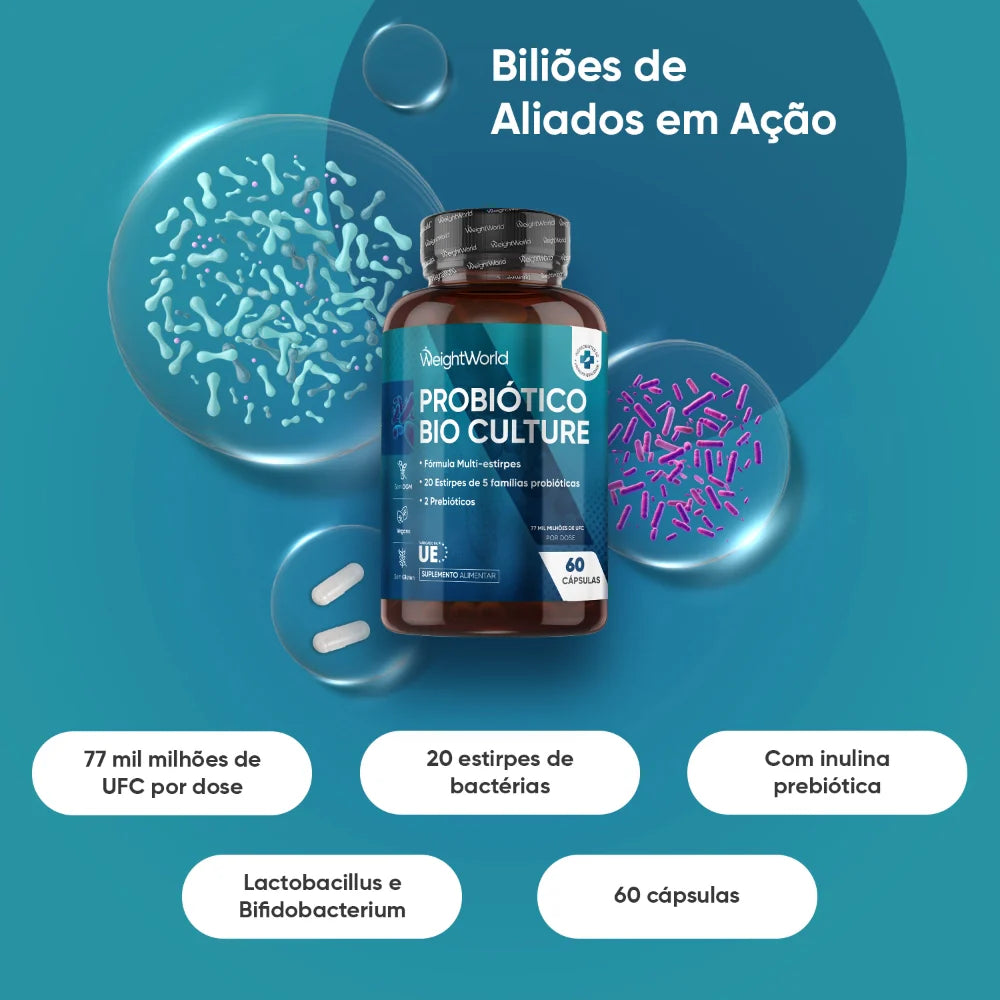 Probióticos intestinales WeightWorld de 77 mil millones de UFC 60 cápsulas