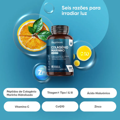 WeightWorld Colágeno Marino Avanzado con Ácido Hialurónico 1200 mg 120 Cápsulas