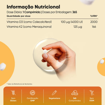 WeightWorld Vitamina D3 4000 UI + K2 125 mcg 365 Cápsulas